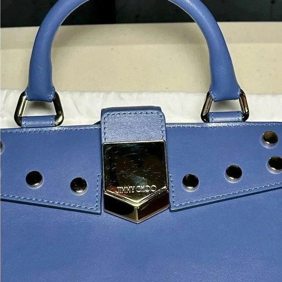 Jimmy‎ Choo Lockett Leather Studded Tote Bag With Crossbody Strap Denim VGC - Picture 5 of 10